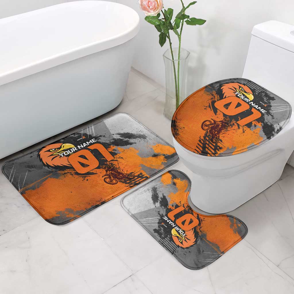 Custom MotoX Eagle Strike Motocross Bathroom Set with Rider Silhouette and Orange Grunge Design - Wonder Print Shop