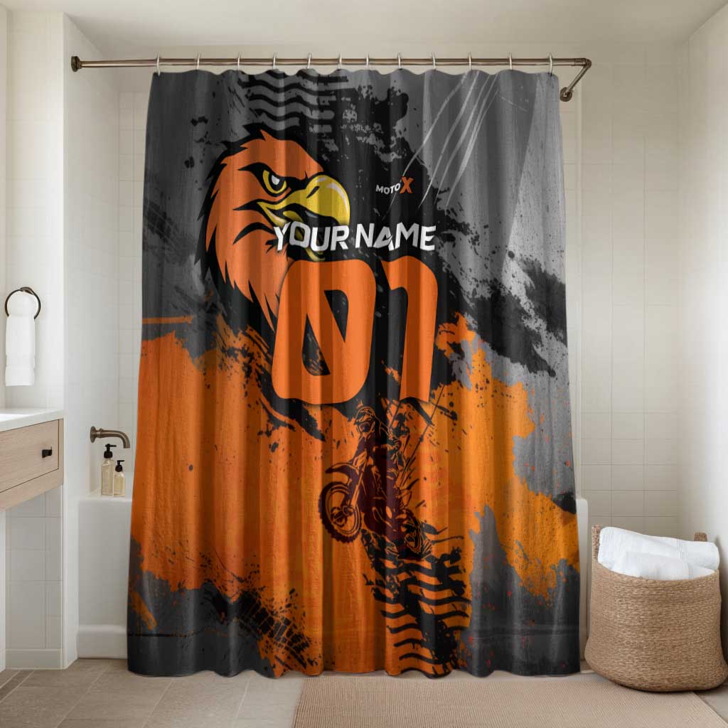 Custom MotoX Eagle Strike Motocross Bathroom Set with Rider Silhouette and Orange Grunge Design - Wonder Print Shop