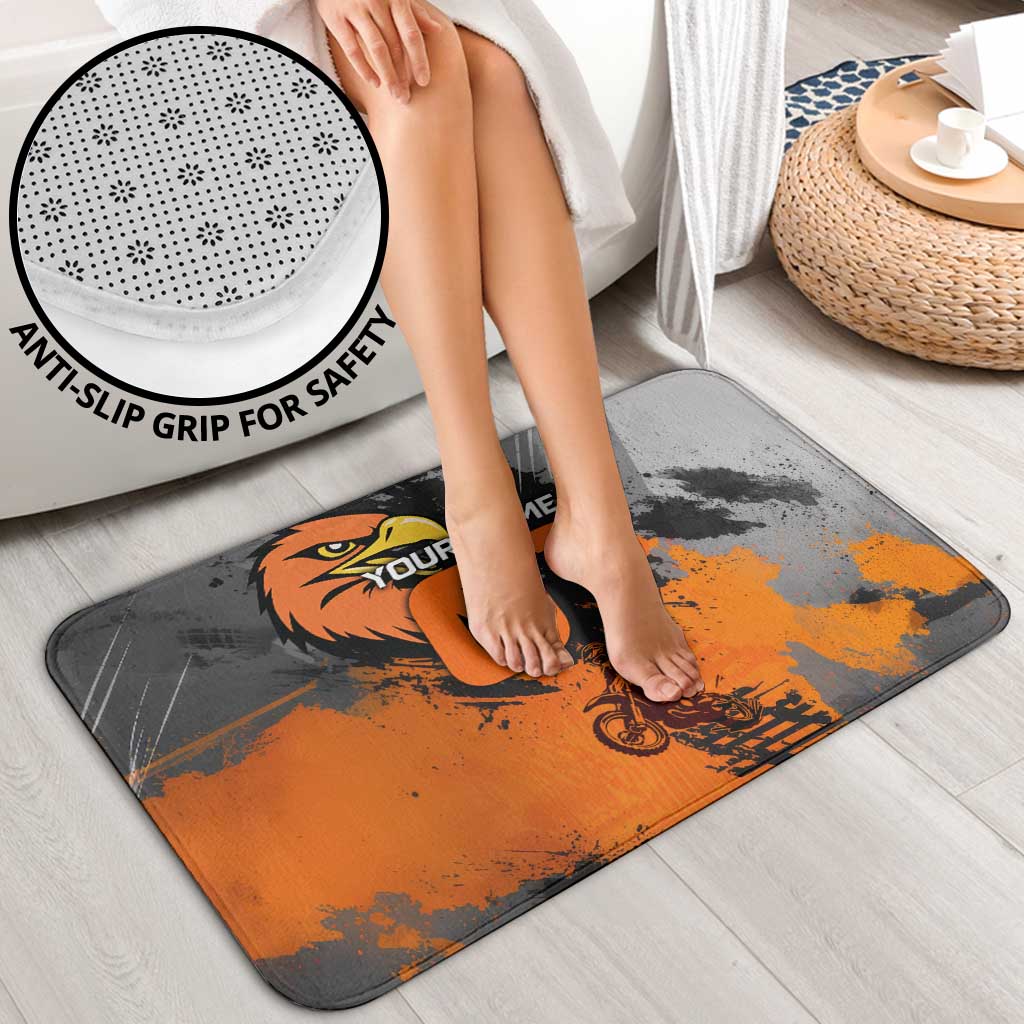 Custom MotoX Eagle Strike Motocross Bathroom Set with Rider Silhouette and Orange Grunge Design - Wonder Print Shop