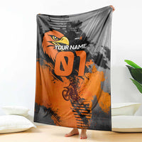 Custom MotoX Eagle Strike Motocross Blanket with Rider Silhouette and Orange Grunge Design - Wonder Print Shop