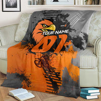 Custom MotoX Eagle Strike Motocross Blanket with Rider Silhouette and Orange Grunge Design - Wonder Print Shop