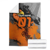 Custom MotoX Eagle Strike Motocross Blanket with Rider Silhouette and Orange Grunge Design - Wonder Print Shop