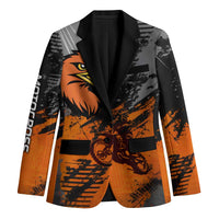 Custom MotoX Eagle Strike Motocross Blazer with Rider Silhouette and Orange Grunge Design - Wonder Print Shop