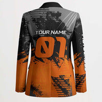 Custom MotoX Eagle Strike Motocross Blazer with Rider Silhouette and Orange Grunge Design - Wonder Print Shop