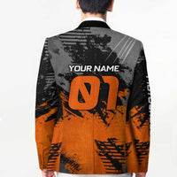 Custom MotoX Eagle Strike Motocross Blazer with Rider Silhouette and Orange Grunge Design - Wonder Print Shop