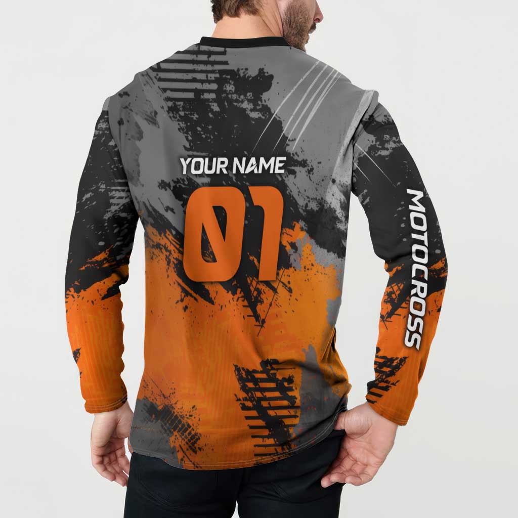 Custom MotoX Eagle Strike Motocross Button Sweatshirt with Rider Silhouette and Orange Grunge Design - Wonder Print Shop