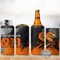 Custom MotoX Eagle Strike Motocross 4 in 1 Can Cooler Tumbler with Rider Silhouette and Orange Grunge Design - Wonder Print Shop