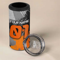 Custom MotoX Eagle Strike Motocross 4 in 1 Can Cooler Tumbler with Rider Silhouette and Orange Grunge Design - Wonder Print Shop