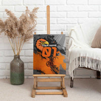 Custom MotoX Eagle Strike Motocross Canvas Wall Art with Rider Silhouette and Orange Grunge Design - Wonder Print Shop