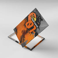 Custom MotoX Eagle Strike Motocross Canvas Wall Art with Rider Silhouette and Orange Grunge Design - Wonder Print Shop