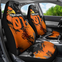 Custom MotoX Eagle Strike Motocross Car Seat Cover with Rider Silhouette and Orange Grunge Design - Wonder Print Shop