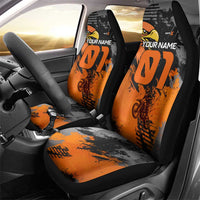 Custom MotoX Eagle Strike Motocross Car Seat Cover with Rider Silhouette and Orange Grunge Design - Wonder Print Shop