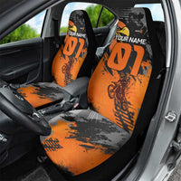 Custom MotoX Eagle Strike Motocross Car Seat Cover with Rider Silhouette and Orange Grunge Design - Wonder Print Shop