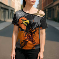 Custom MotoX Eagle Strike Motocross Cross Shoulder Shirt with Rider Silhouette and Orange Grunge Design - Wonder Print Shop