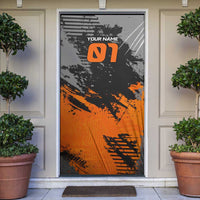 Custom MotoX Eagle Strike Motocross Door Cover with Rider Silhouette and Orange Grunge Design - Wonder Print Shop