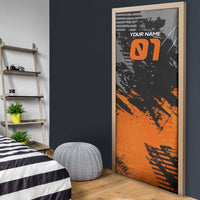 Custom MotoX Eagle Strike Motocross Door Cover with Rider Silhouette and Orange Grunge Design - Wonder Print Shop