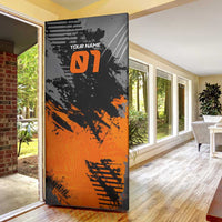 Custom MotoX Eagle Strike Motocross Door Cover with Rider Silhouette and Orange Grunge Design - Wonder Print Shop
