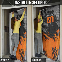 Custom MotoX Eagle Strike Motocross Door Cover with Rider Silhouette and Orange Grunge Design - Wonder Print Shop