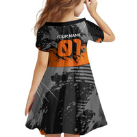Custom MotoX Eagle Strike Motocross Family Matching Mermaid Dress and Hawaiian Shirt with Rider Silhouette and Orange Grunge Design - Wonder Print Shop
