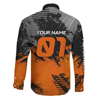 Custom MotoX Eagle Strike Motocross Family Matching Summer Maxi Dress and Hawaiian Shirt with Rider Silhouette and Orange Grunge Design - Wonder Print Shop