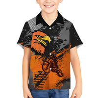 Custom MotoX Eagle Strike Motocross Family Matching Summer Maxi Dress and Hawaiian Shirt with Rider Silhouette and Orange Grunge Design - Wonder Print Shop