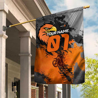 Custom MotoX Eagle Strike Motocross Garden Flag with Rider Silhouette and Orange Grunge Design - Wonder Print Shop