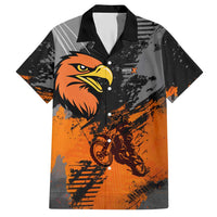 Custom MotoX Eagle Strike Motocross Hawaiian Shirt with Rider Silhouette and Orange Grunge Design - Wonder Print Shop