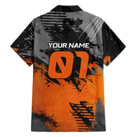 Custom MotoX Eagle Strike Motocross Hawaiian Shirt with Rider Silhouette and Orange Grunge Design - Wonder Print Shop