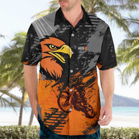 Custom MotoX Eagle Strike Motocross Hawaiian Shirt with Rider Silhouette and Orange Grunge Design - Wonder Print Shop