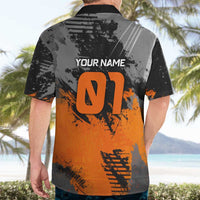 Custom MotoX Eagle Strike Motocross Hawaiian Shirt with Rider Silhouette and Orange Grunge Design - Wonder Print Shop