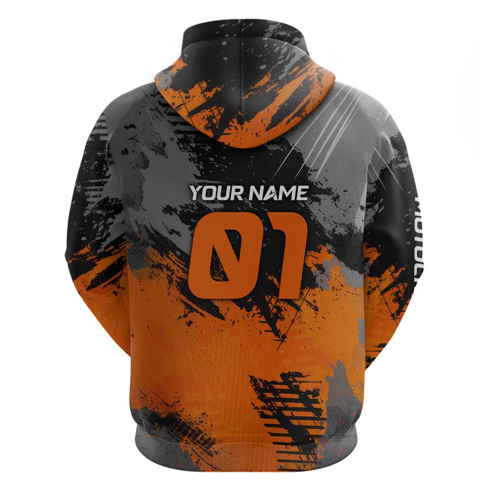 Custom MotoX Eagle Strike Motocross Hoodie with Rider Silhouette and Orange Grunge Design - Wonder Print Shop