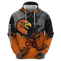 Custom MotoX Eagle Strike Motocross Hoodie with Rider Silhouette and Orange Grunge Design - Wonder Print Shop