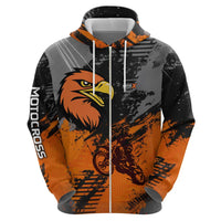 Custom MotoX Eagle Strike Motocross Hoodie with Rider Silhouette and Orange Grunge Design - Wonder Print Shop