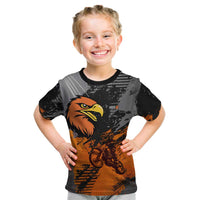 Custom MotoX Eagle Strike Motocross Kid T Shirt with Rider Silhouette and Orange Grunge Design - Wonder Print Shop