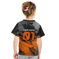 Custom MotoX Eagle Strike Motocross Kid T Shirt with Rider Silhouette and Orange Grunge Design - Wonder Print Shop