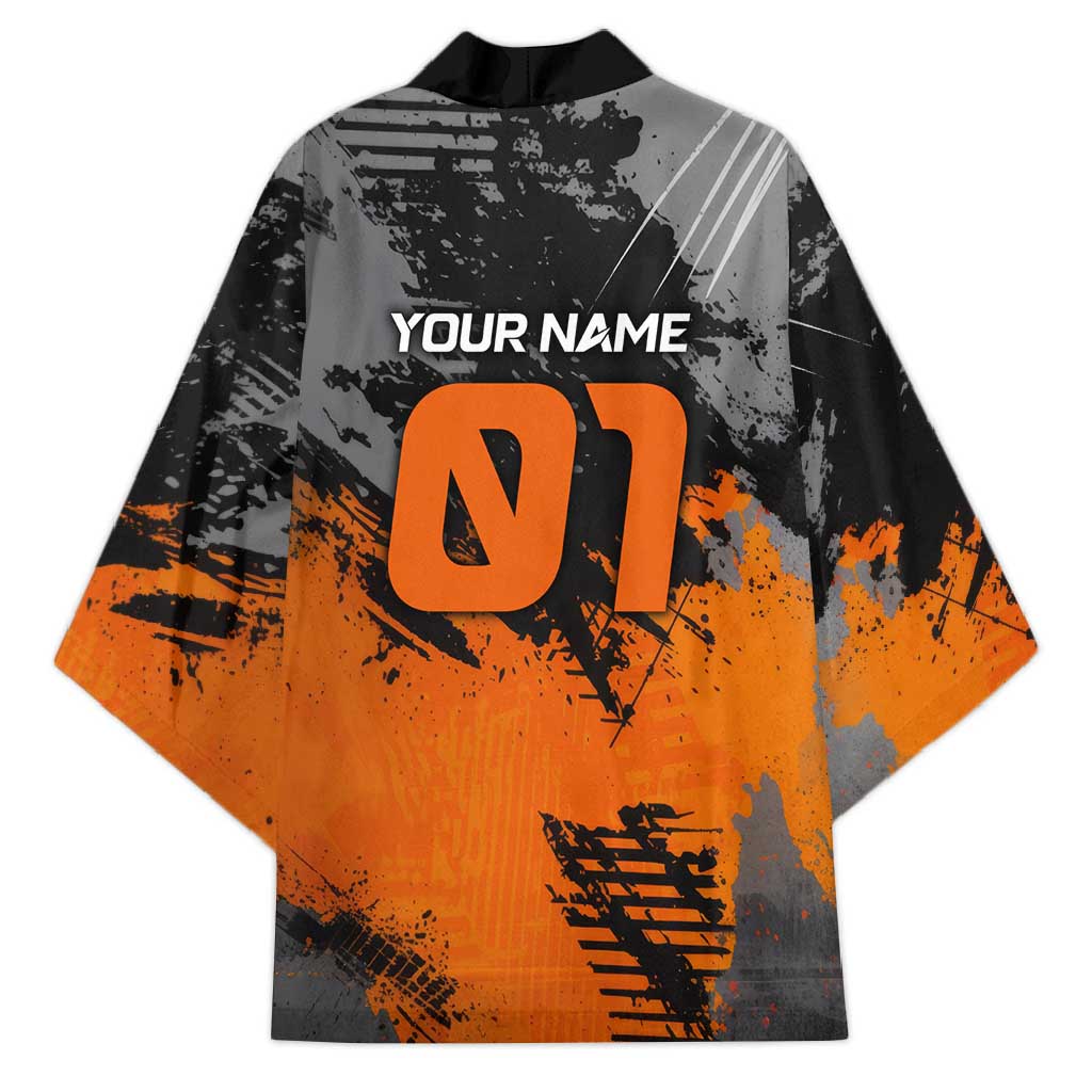 Custom MotoX Eagle Strike Motocross Kimono with Rider Silhouette and Orange Grunge Design - Wonder Print Shop