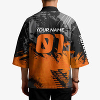 Custom MotoX Eagle Strike Motocross Kimono with Rider Silhouette and Orange Grunge Design - Wonder Print Shop
