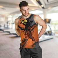 Custom MotoX Eagle Strike Motocross Men Tank Top with Rider Silhouette and Orange Grunge Design - Wonder Print Shop