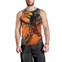 Custom MotoX Eagle Strike Motocross Men Tank Top with Rider Silhouette and Orange Grunge Design - Wonder Print Shop