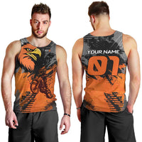 Custom MotoX Eagle Strike Motocross Men Tank Top with Rider Silhouette and Orange Grunge Design - Wonder Print Shop