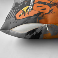 Custom MotoX Eagle Strike Motocross Pillow Cover with Rider Silhouette and Orange Grunge Design - Wonder Print Shop