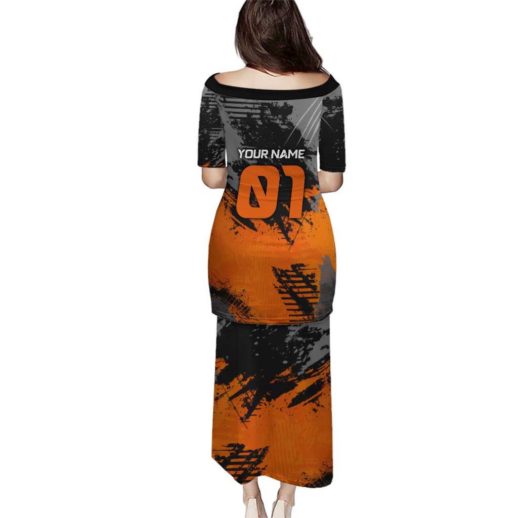 Custom MotoX Eagle Strike Motocross Puletasi with Rider Silhouette and Orange Grunge Design - Wonder Print Shop