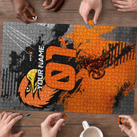 Custom MotoX Eagle Strike Motocross Puzzle with Rider Silhouette and Orange Grunge Design - Wonder Print Shop