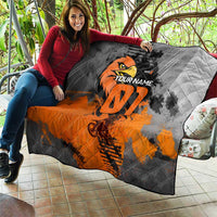 Custom MotoX Eagle Strike Motocross Quilt with Rider Silhouette and Orange Grunge Design - Wonder Print Shop