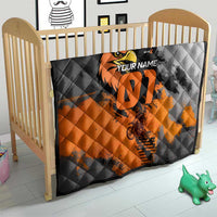 Custom MotoX Eagle Strike Motocross Quilt with Rider Silhouette and Orange Grunge Design - Wonder Print Shop