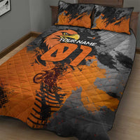 Custom MotoX Eagle Strike Motocross Quilt Bed Set with Rider Silhouette and Orange Grunge Design - Wonder Print Shop