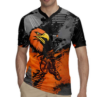 Custom MotoX Eagle Strike Motocross Rugby Jersey with Rider Silhouette and Orange Grunge Design - Wonder Print Shop