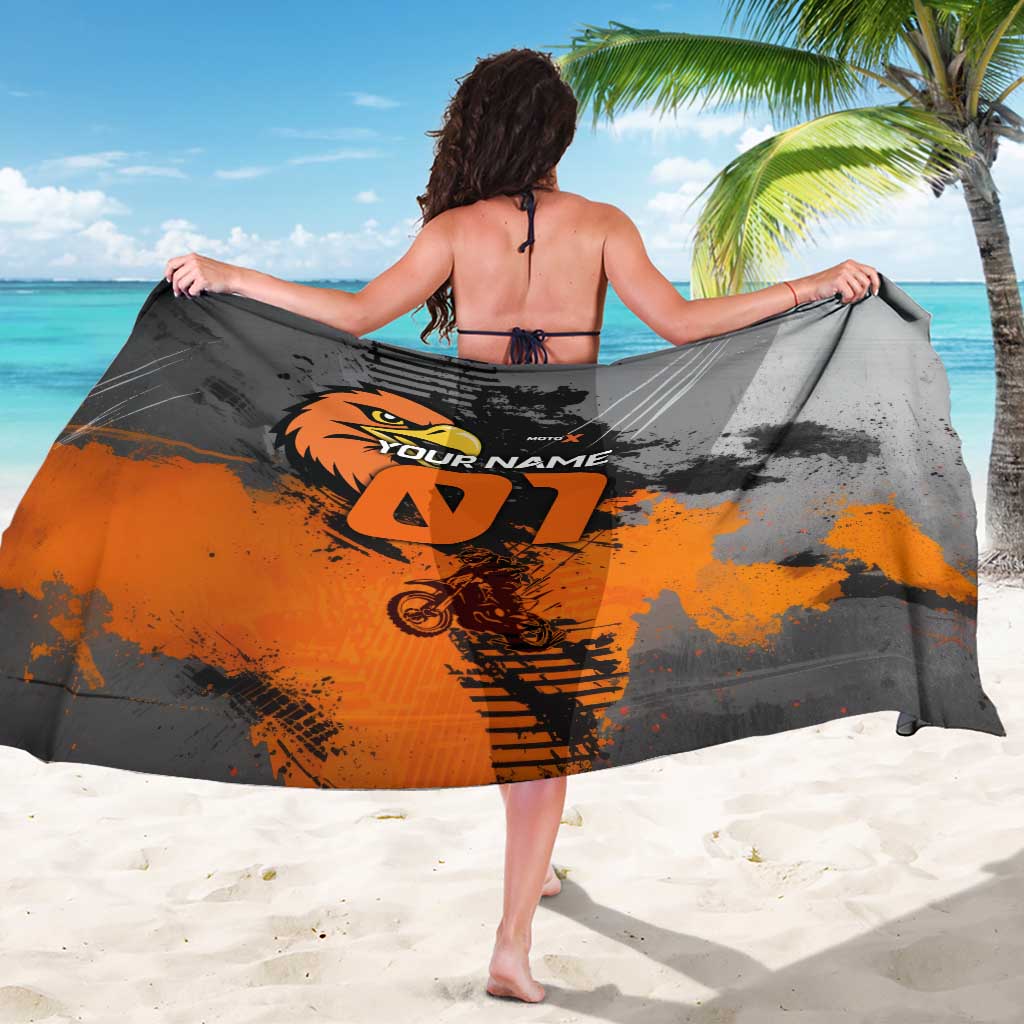Custom MotoX Eagle Strike Motocross Sarong with Rider Silhouette and Orange Grunge Design - Wonder Print Shop