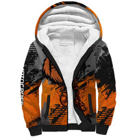 Custom MotoX Eagle Strike Motocross Sherpa Hoodie with Rider Silhouette and Orange Grunge Design - Wonder Print Shop