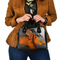 Custom MotoX Eagle Strike Motocross Shoulder Handbag with Rider Silhouette and Orange Grunge Design - Wonder Print Shop